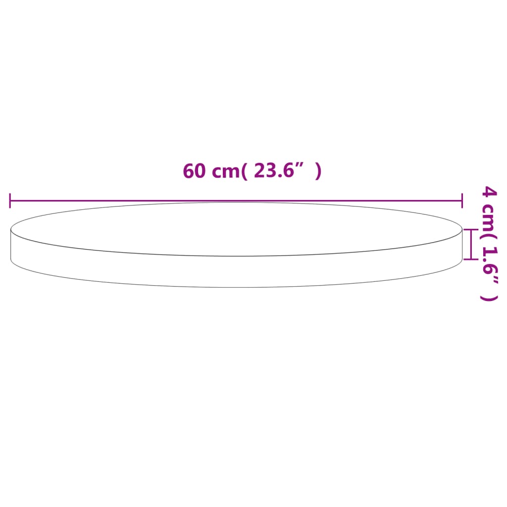 vidaXL Table Top Ø60x4 cm Round Solid Wood Beech