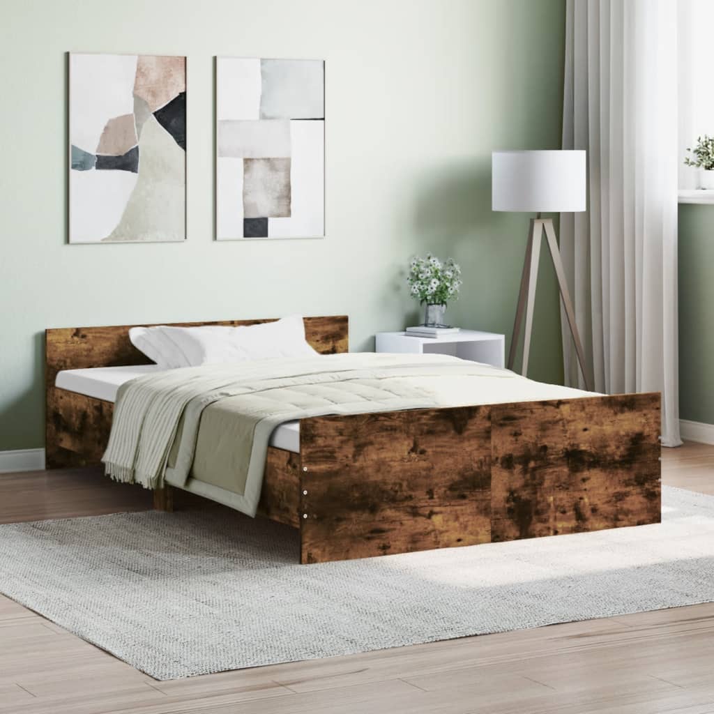 vidaXL Bed Frame without Mattress Smoked Oak 120x200 cm