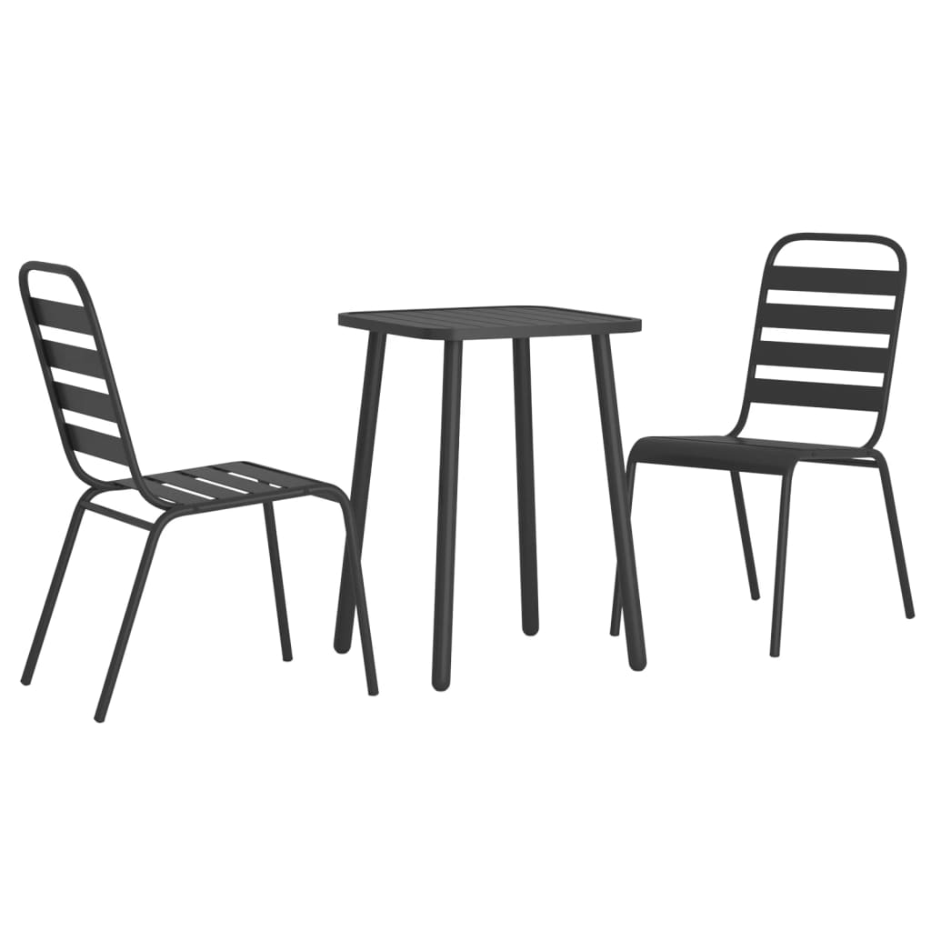 vidaXL 3 Piece Garden Dining Set Anthracite Steel