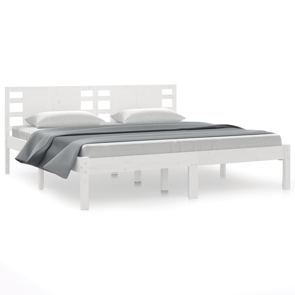 vidaXL Bed Frame without Mattress White 200x200 cm Solid Wood Pine