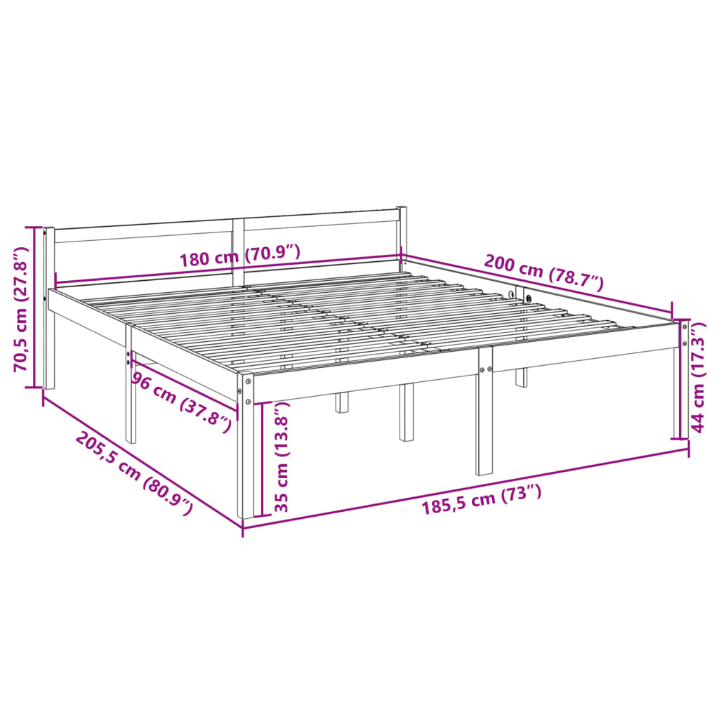 vidaXL Senior Bed without Mattress 180x200 cm Super King Size