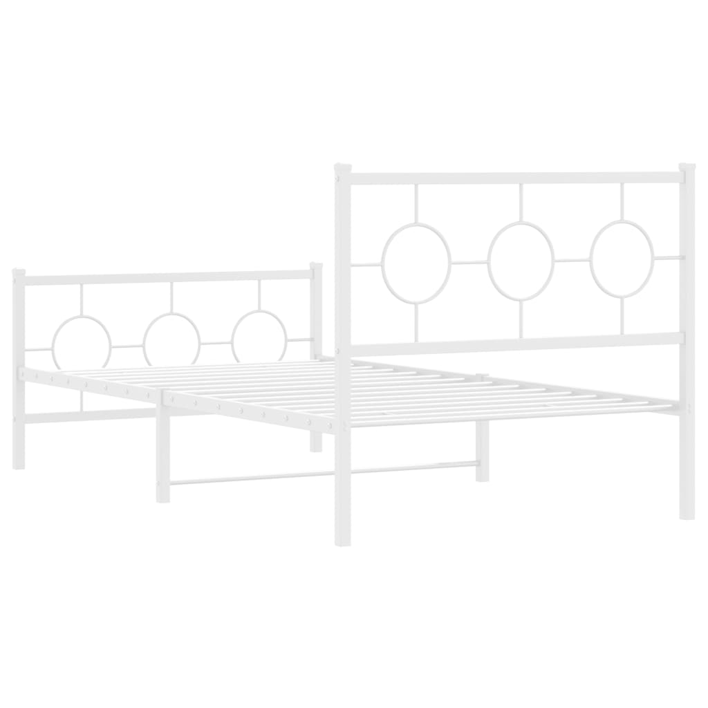 vidaXL Metal Bed Frame without Mattress with Footboard White 100x200 cm