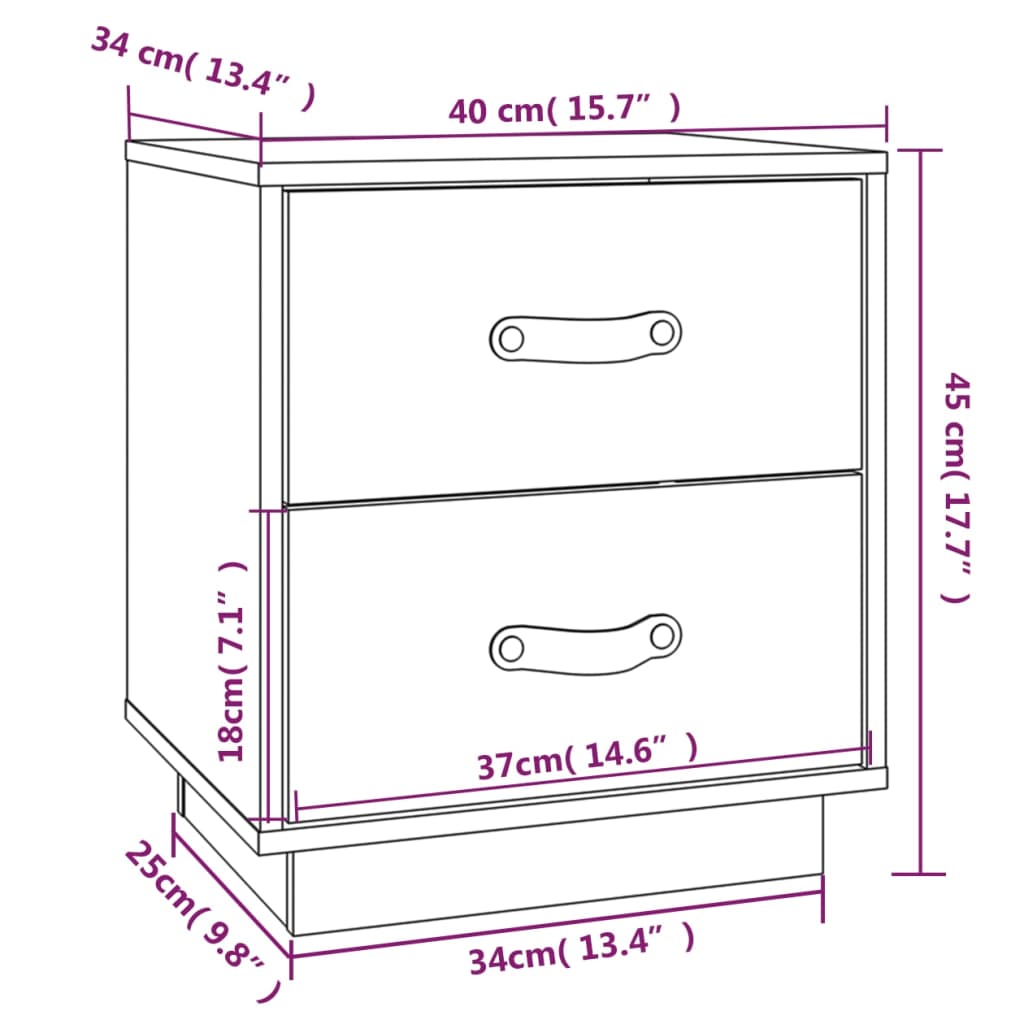 vidaXL Bedside Cabinets 2 pcs Honey Brown 40x34x45 cm Solid Wood Pine