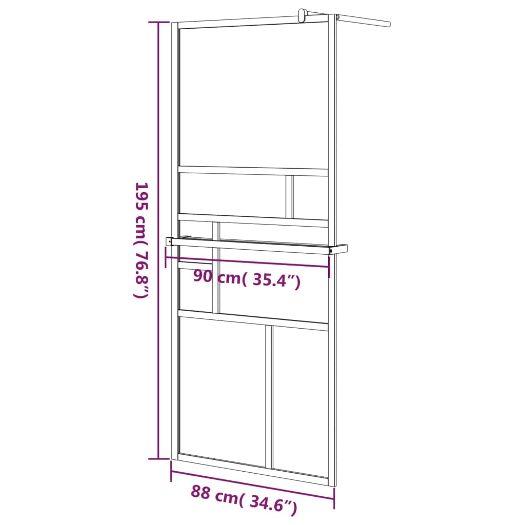 vidaXL Walk-in Shower Wall with Shelf White 90x195 cm ESG Glass&Aluminium