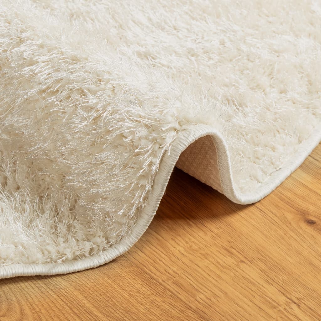 vidaXL Rug ISTAN High Pile Shiny Look Cream Ø 80 cm