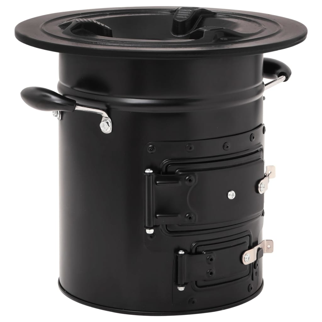 vidaXL Camping Wood Stove Black 50x33.5x30.5 cm Steel