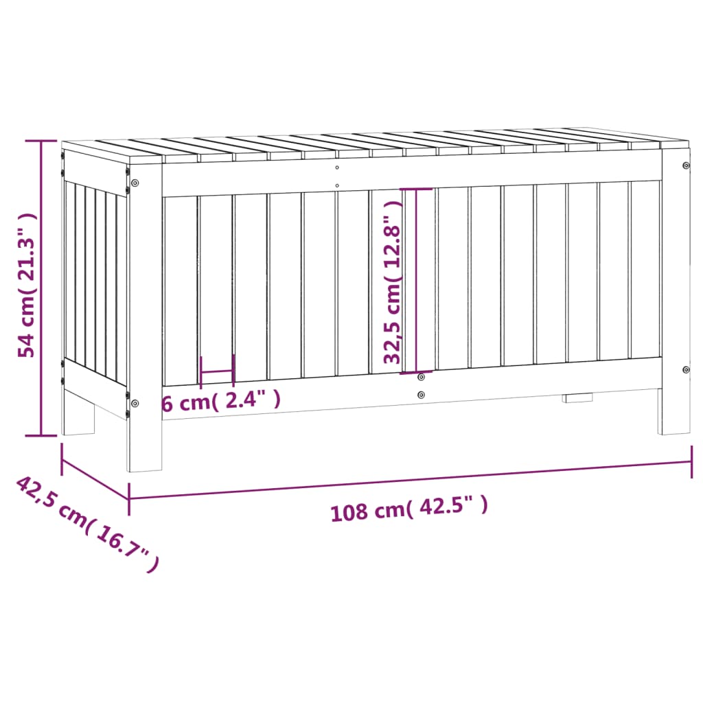 vidaXL Garden Storage Box Black 108x42.5x54 cm Solid Wood Pine