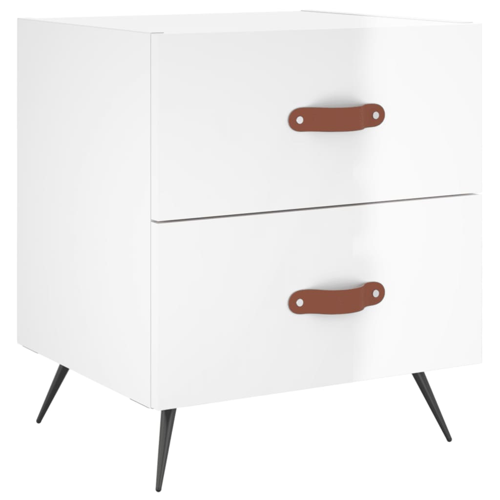 vidaXL Bedside Cabinets 2 pcs High Gloss White 40x35x47.5 cm Engineered Wood