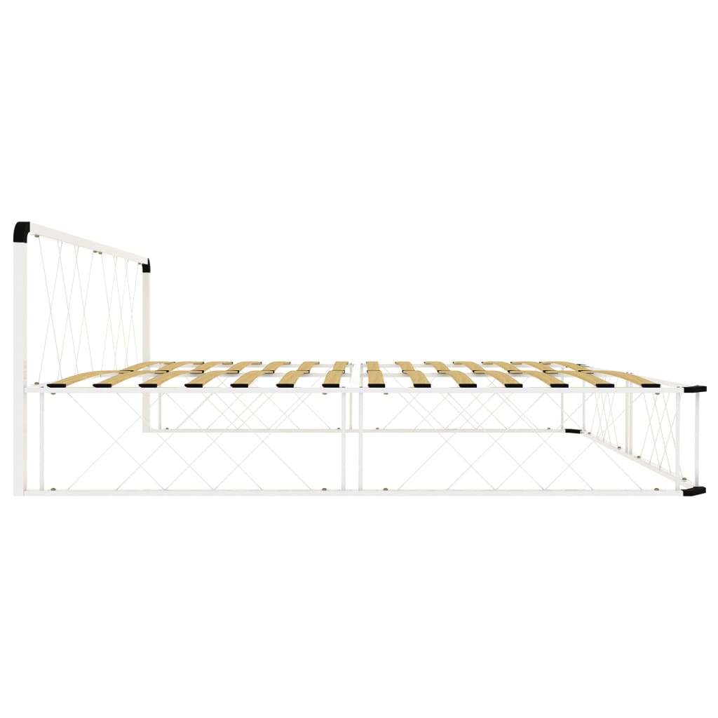 vidaXL Bed Frame without Mattress White Metal 200x200 cm