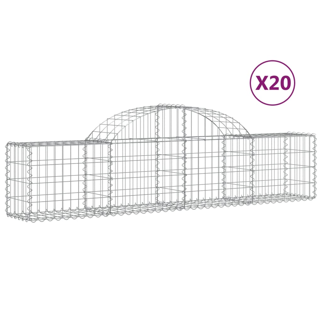 vidaXL Arched Gabion Baskets 20 pcs 200x30x40/60 cm Galvanised Iron