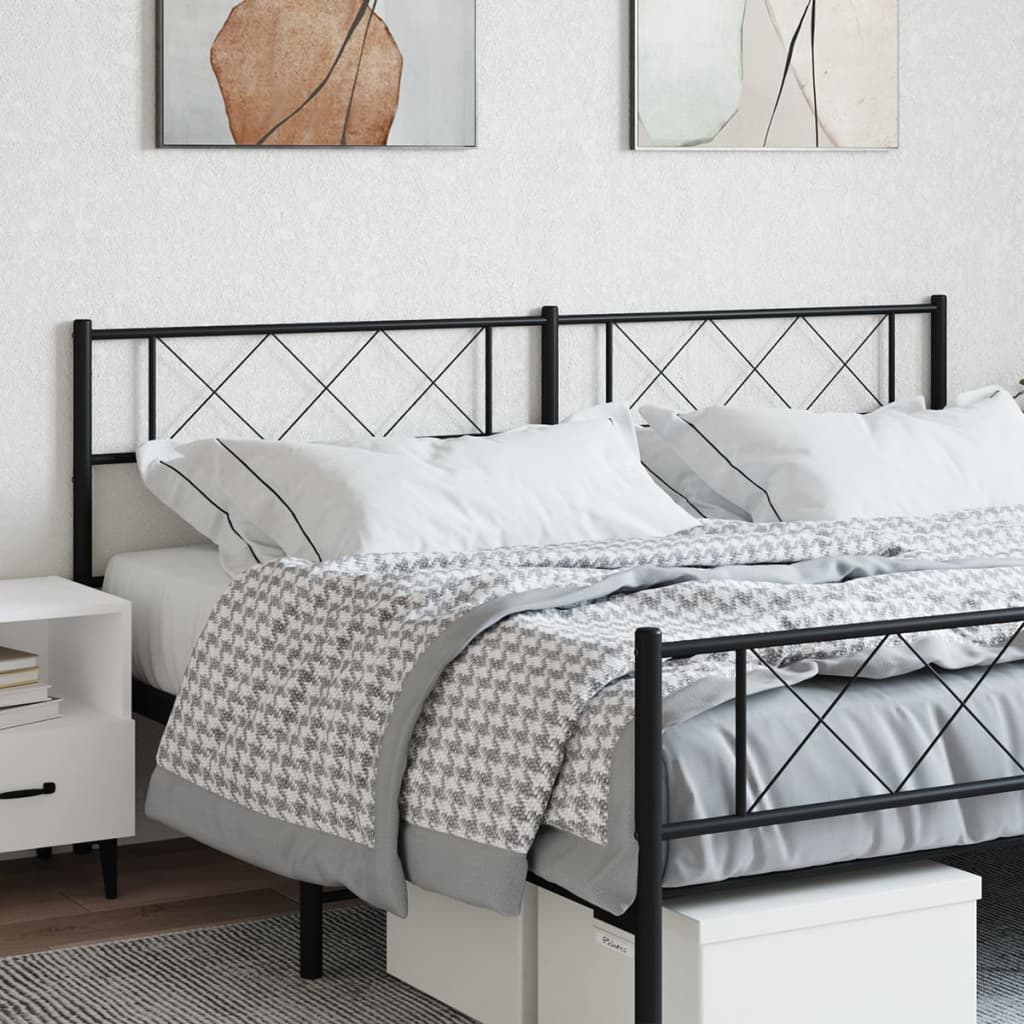 vidaXL Metal Headboard Black 200 cm