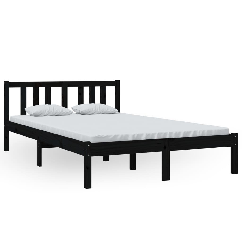 vidaXL Bed Frame without Mattress Black Solid Wood 120x200 cm