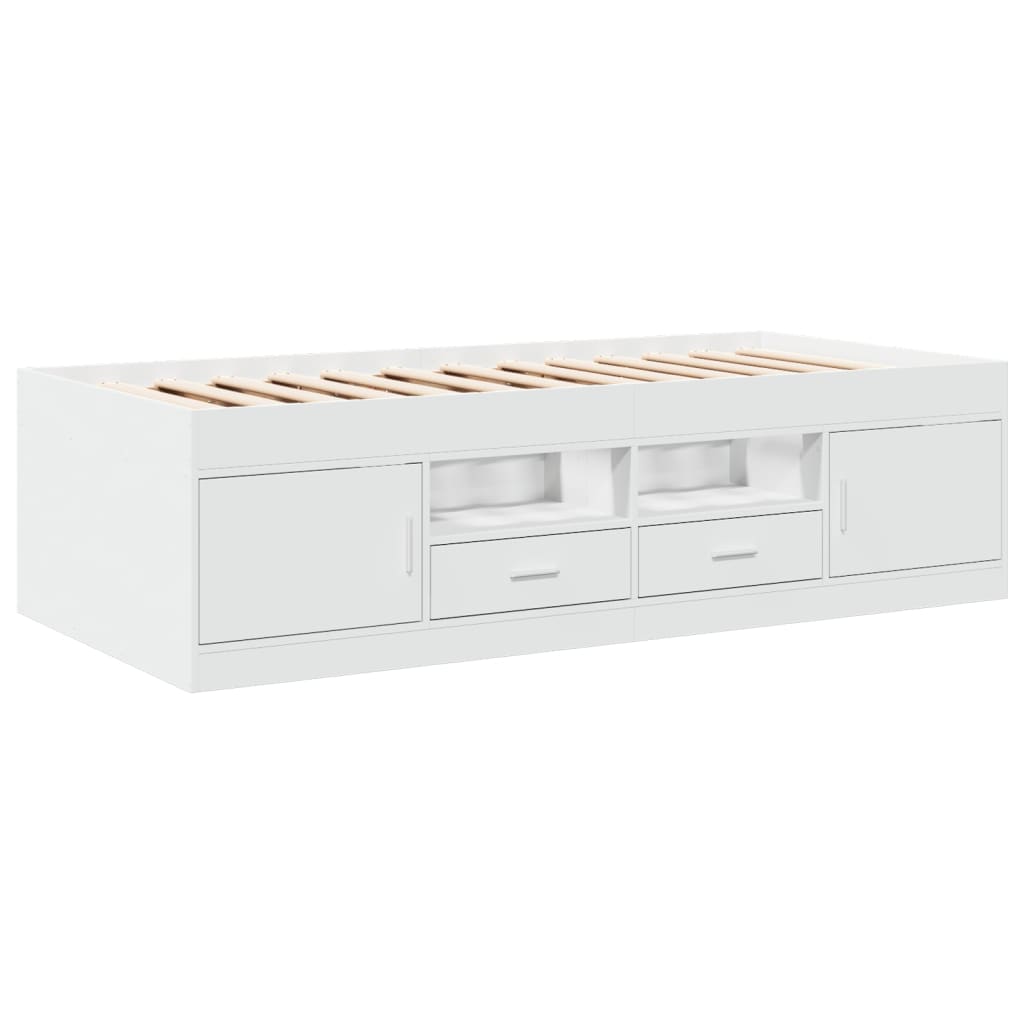 vidaXL Daybed with Drawers without Mattress White 75x190 cm Small Single