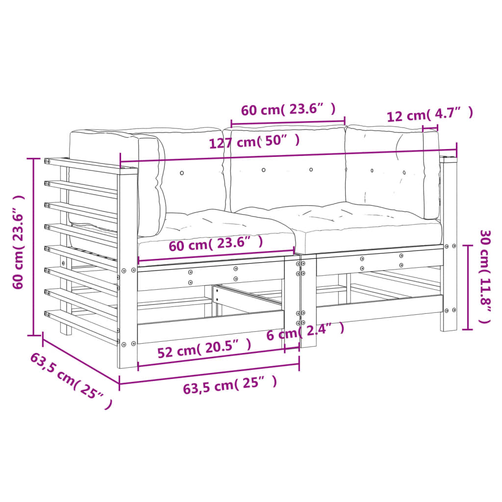 vidaXL Corner Sofas with Cushions 2 pcs Impregnated Wood Pine