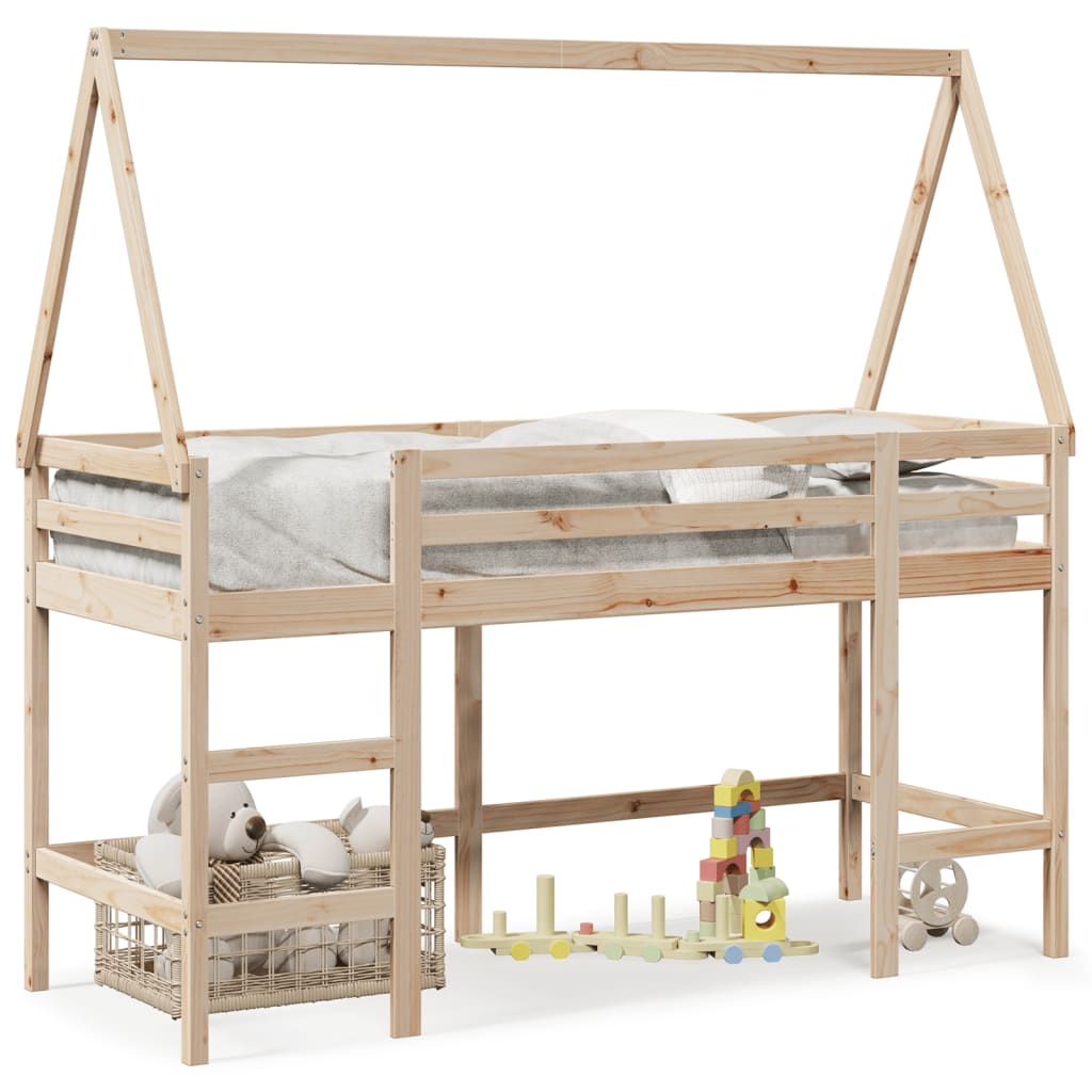 vidaXL Loft Bed with Ladder and Roof without Mattress 80x200 cm