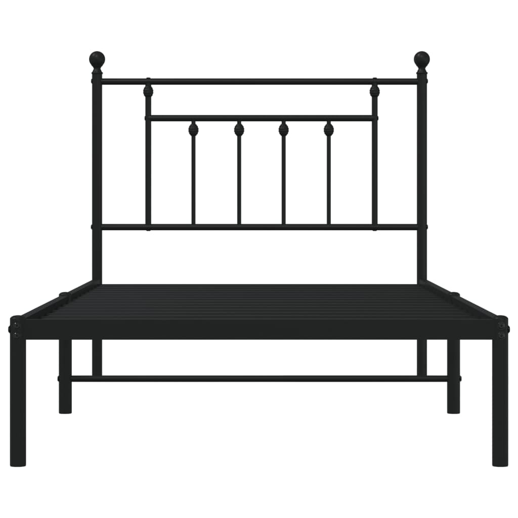 vidaXL Metal Bed Frame without Mattress with Headboard Black 100x190 cm