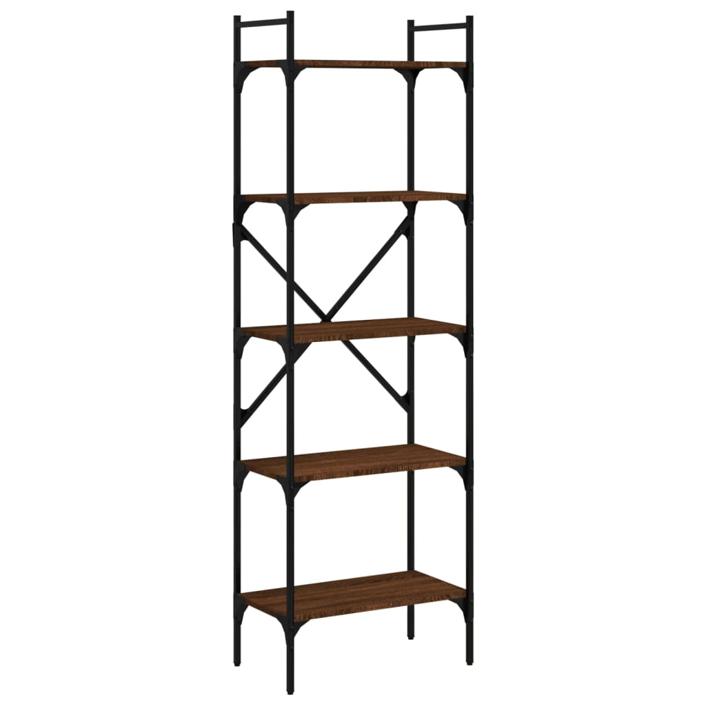 vidaXL Bookcase 5-Tier Brown Oak 56x31.5x174 cm Engineered Wood