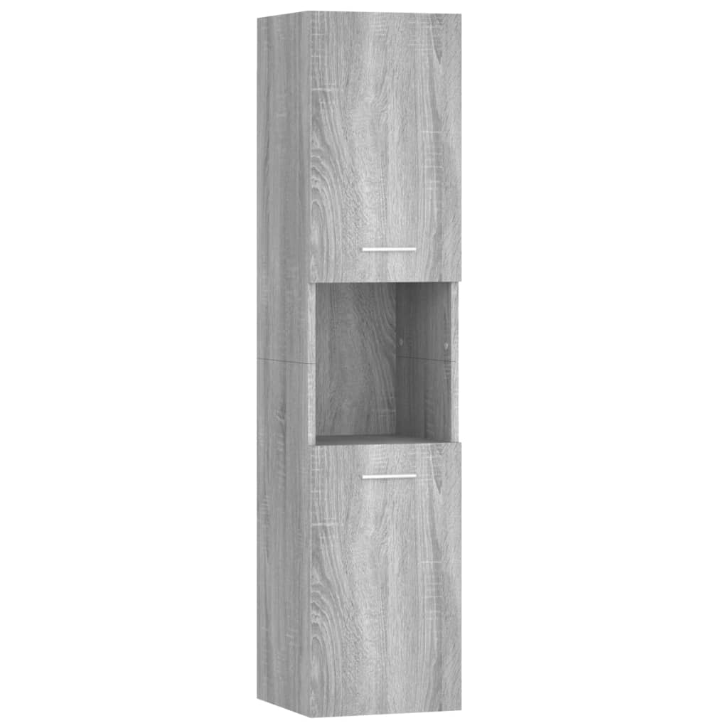 vidaXL Bathroom Cabinet Grey Sonoma 30x30x130 cm Engineered Wood