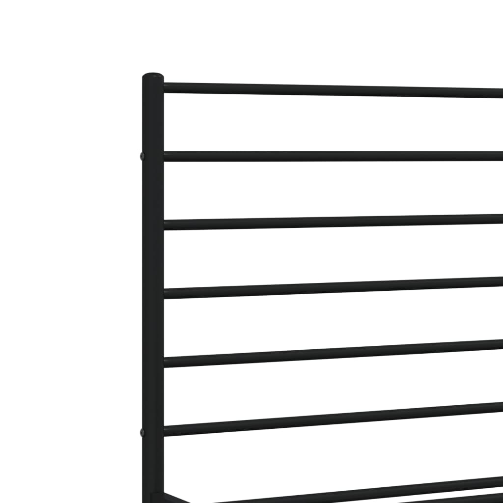 vidaXL Metal Bed Frame without Mattress with Headboard Black 135x190 cm Double