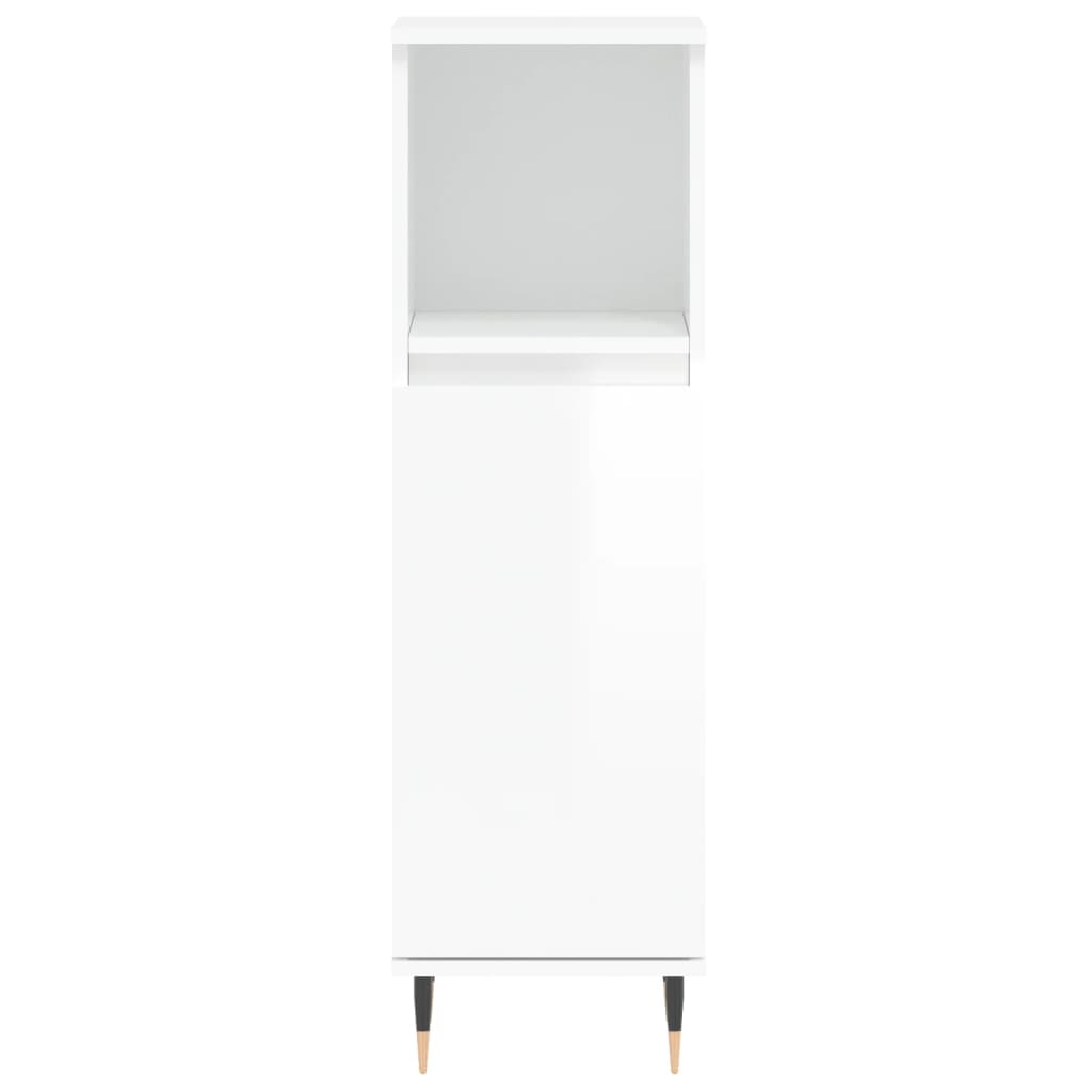 vidaXL Bathroom Cabinet High Gloss White 30x30x100 cm Engineered Wood