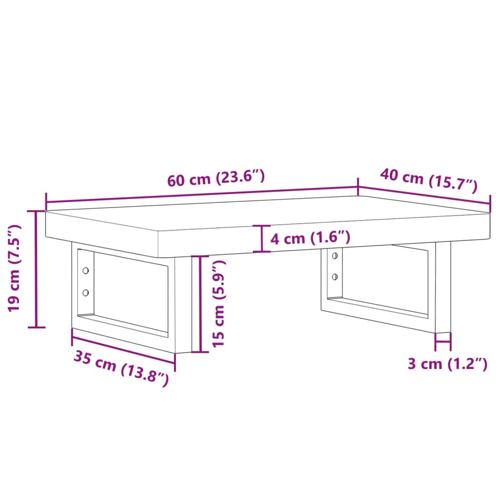 vidaXL Basin Shelf Wall Mounted Steel and Solid Wood Beech