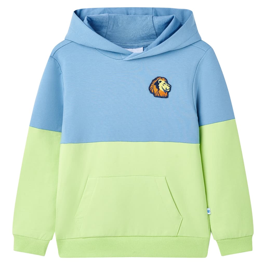 Kids' Hooded Sweatshirt Blue and Soft Yellow 140