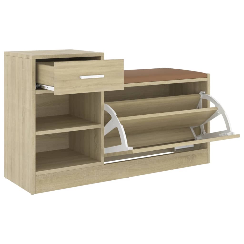 vidaXL Shoe Bench Sonoma Oak 94.5x31x57 cm Engineered Wood