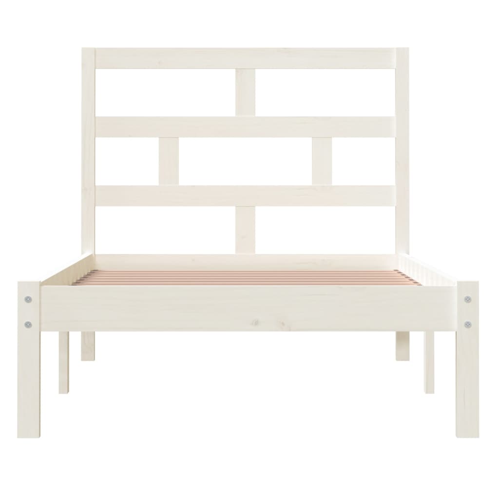 vidaXL Bed Frame without Mattress White Solid Wood 90x200 cm (810003+814175)