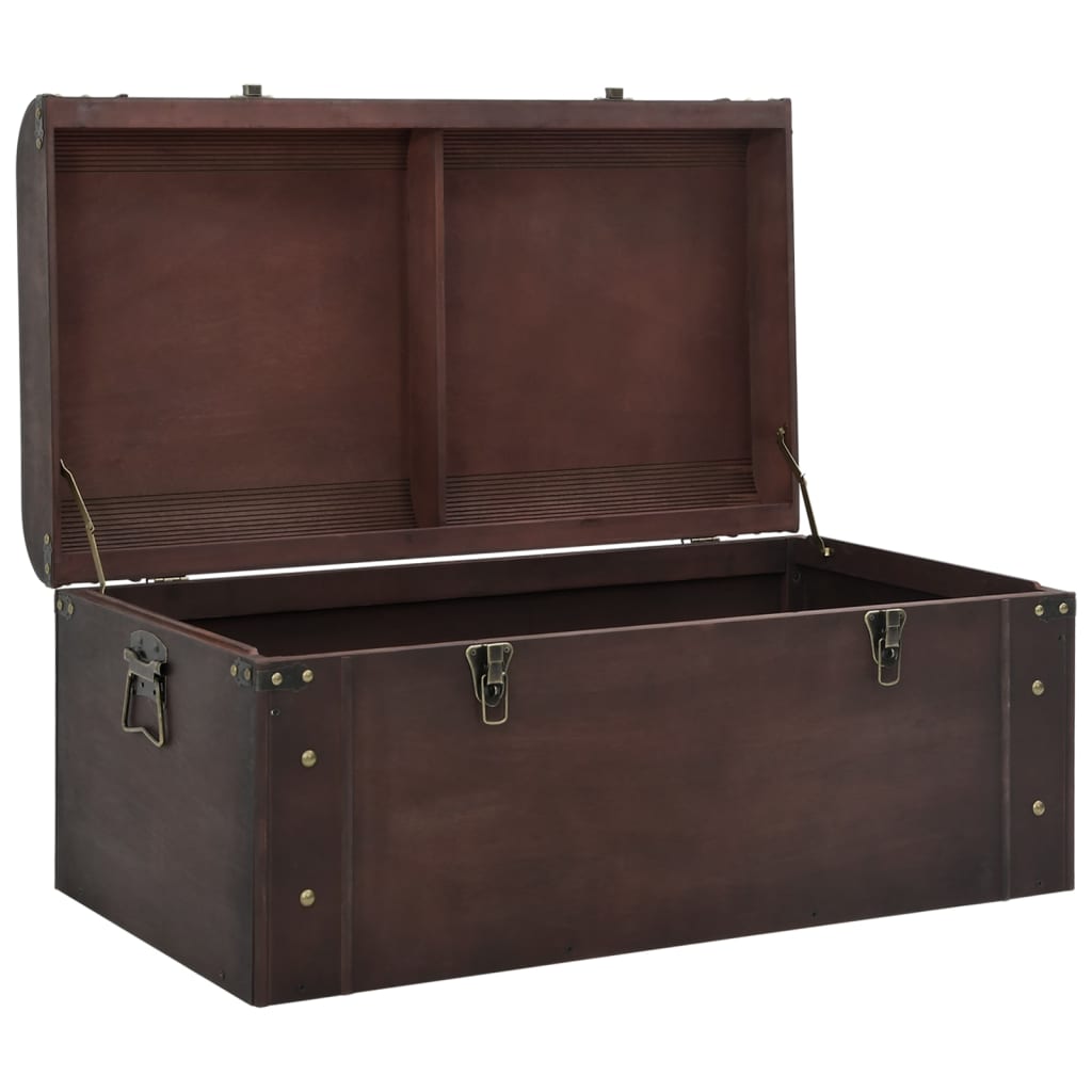 vidaXL Treasure Chest with Latches Dark Brown 79.5x39.5x39.5 cm Plywood