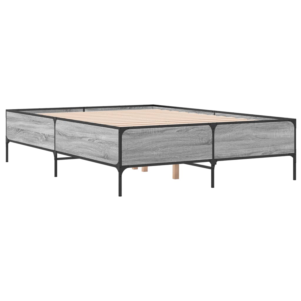 vidaXL Bed Frame without Mattress Grey Sonoma 160x200 cm