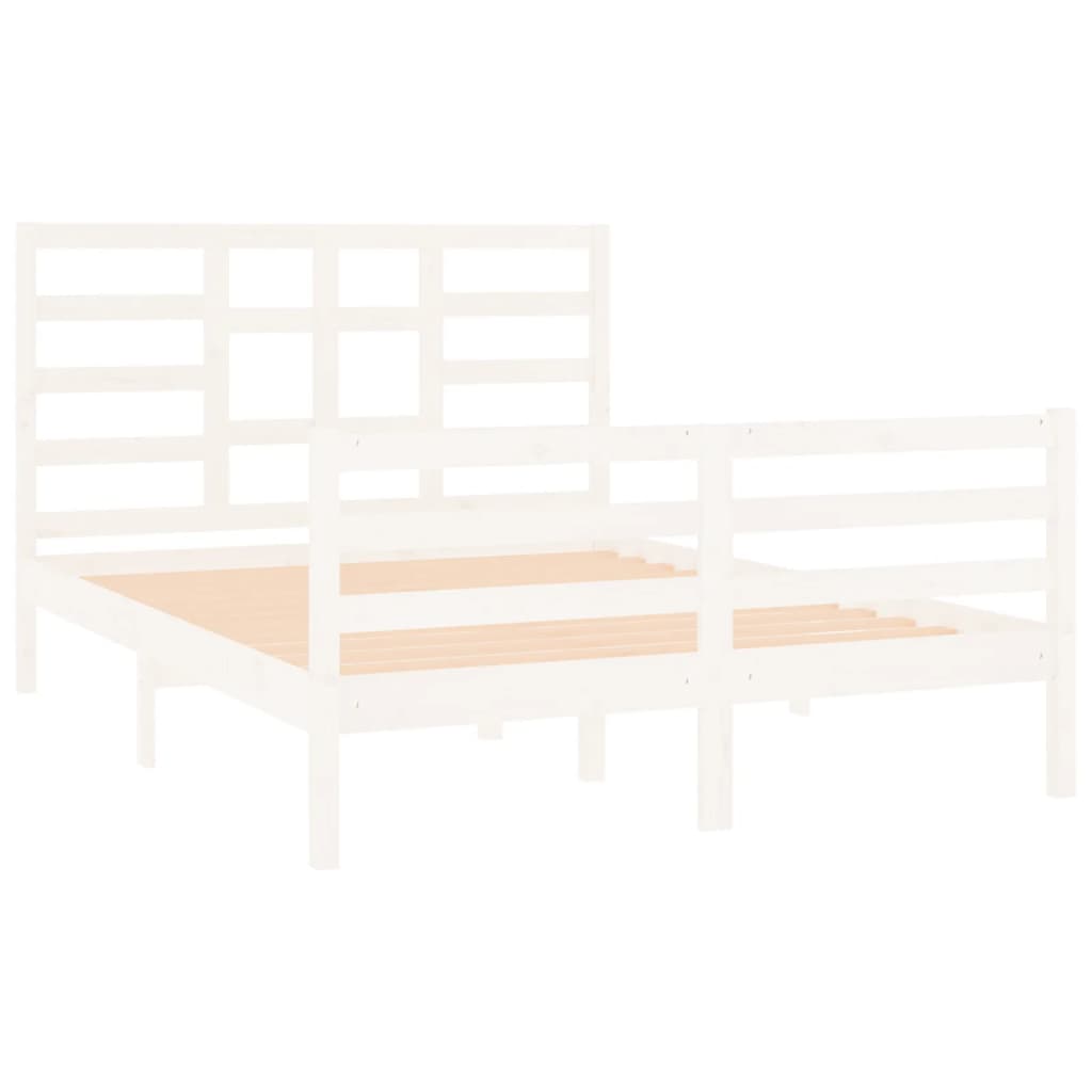 vidaXL Bed Frame without Mattress White Solid Wood 140x190 cm