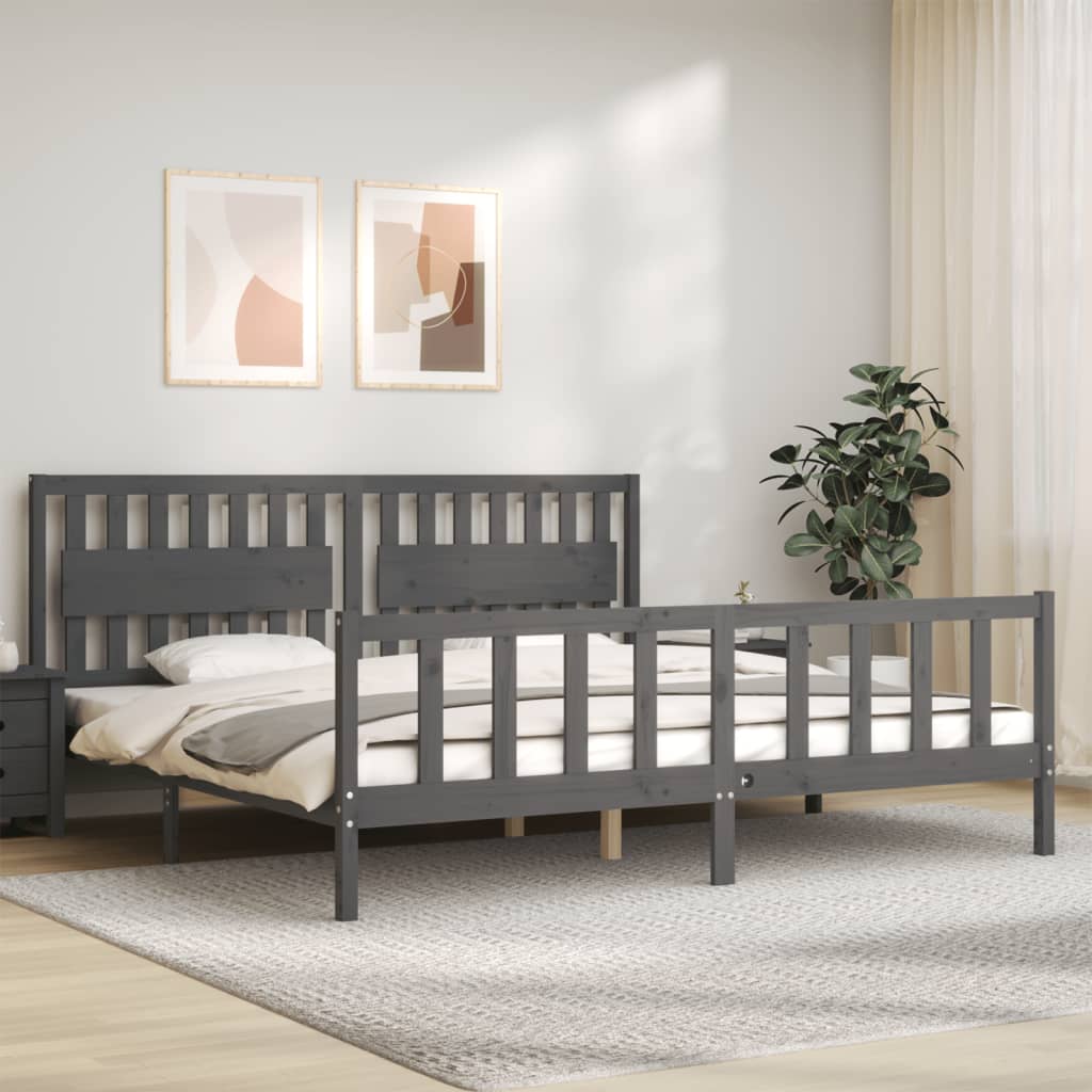 vidaXL Bed Frame without Mattress Grey 200x200 cm Solid Wood Pine