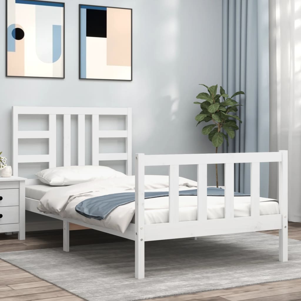 vidaXL Bed Frame without Mattress White 90x200 cm Solid Wood Pine