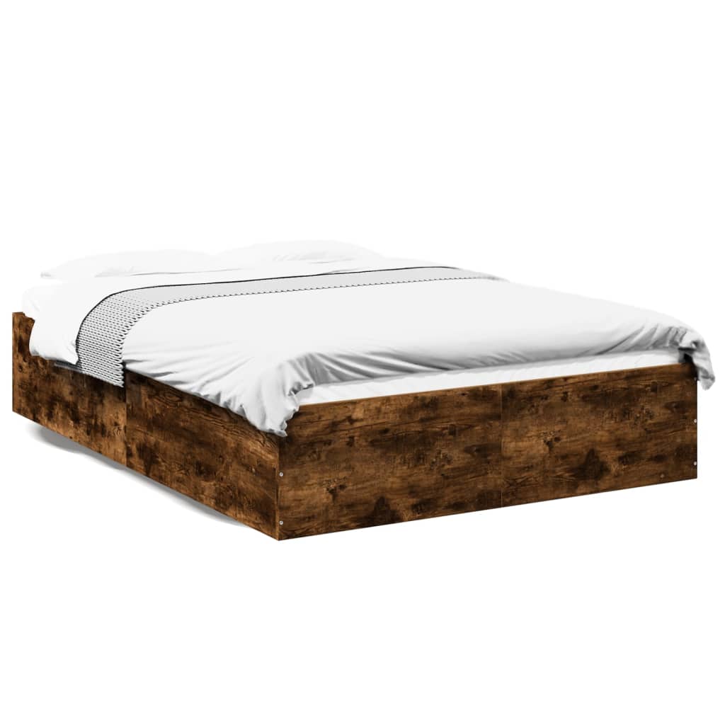 vidaXL Bed Frame without Mattress Smoked Oak 140x200 cm