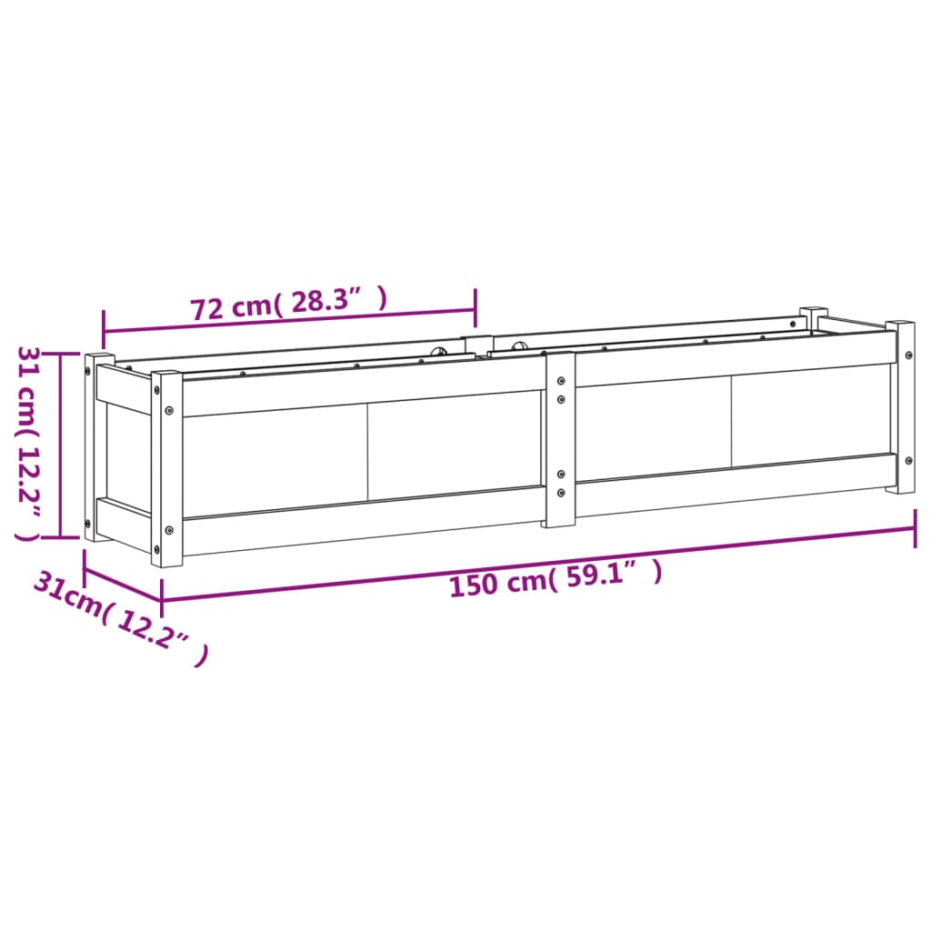 vidaXL Garden Planters 2 pcs White Solid Wood Pine