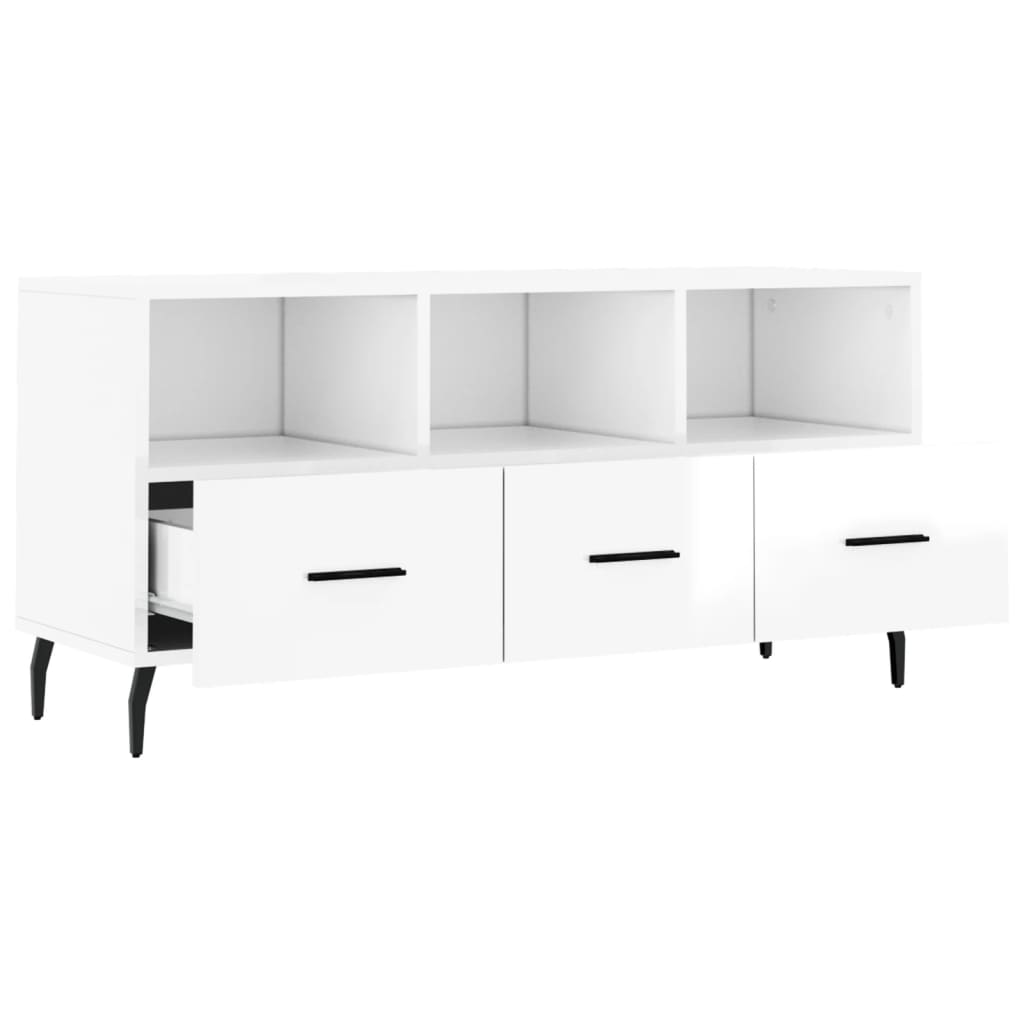 vidaXL TV Cabinet High Gloss White 102x36x50 cm Engineered Wood