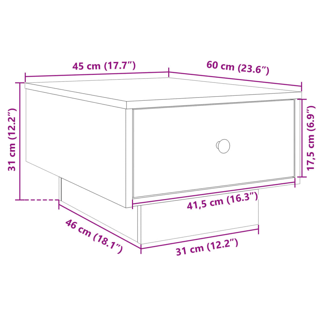 vidaXL Coffee Table White 60x45x31 cm Engineered Wood