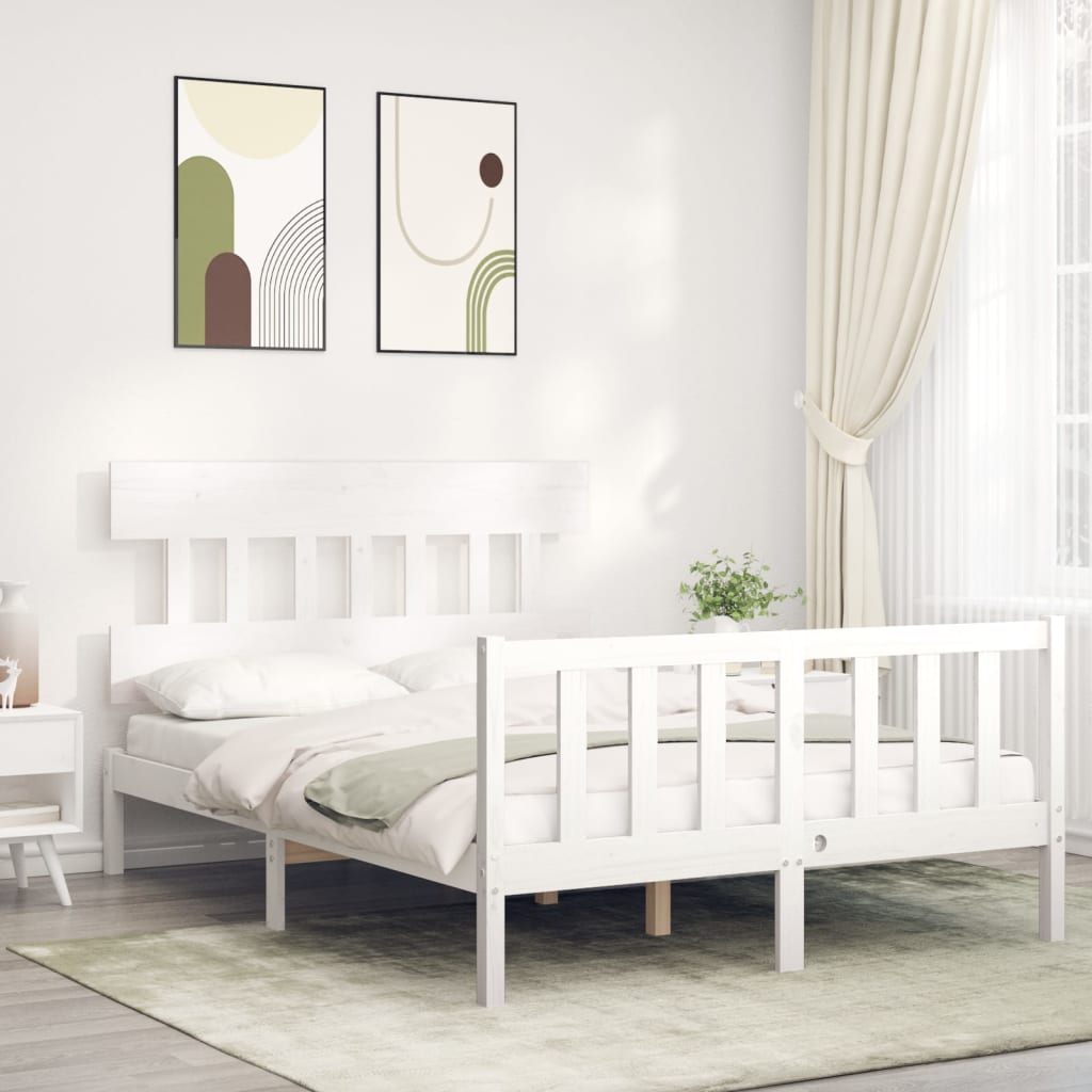 vidaXL Bed Frame without Mattress White 120x200 cm Solid Wood Pine