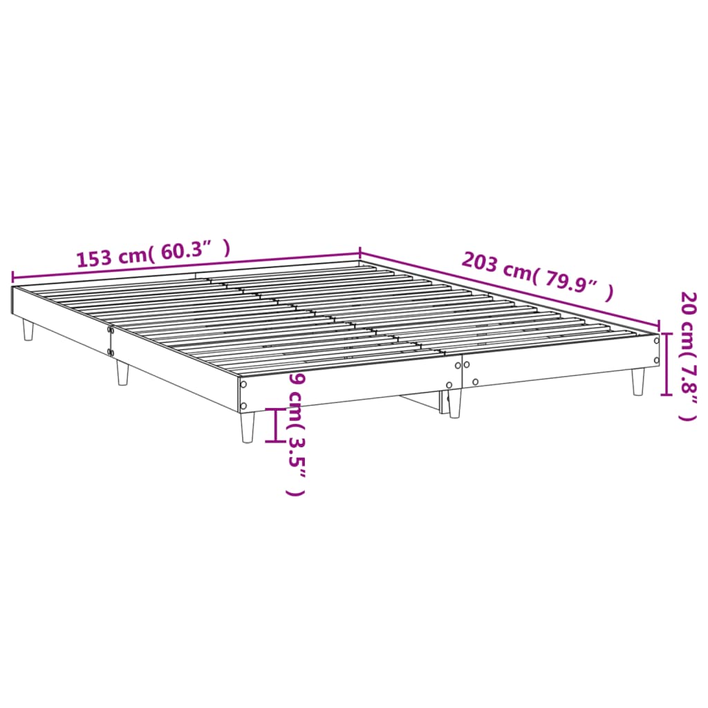 vidaXL Bed Frame without Mattress Sonoma Oak 150x200 cm King Size Engineered Wood