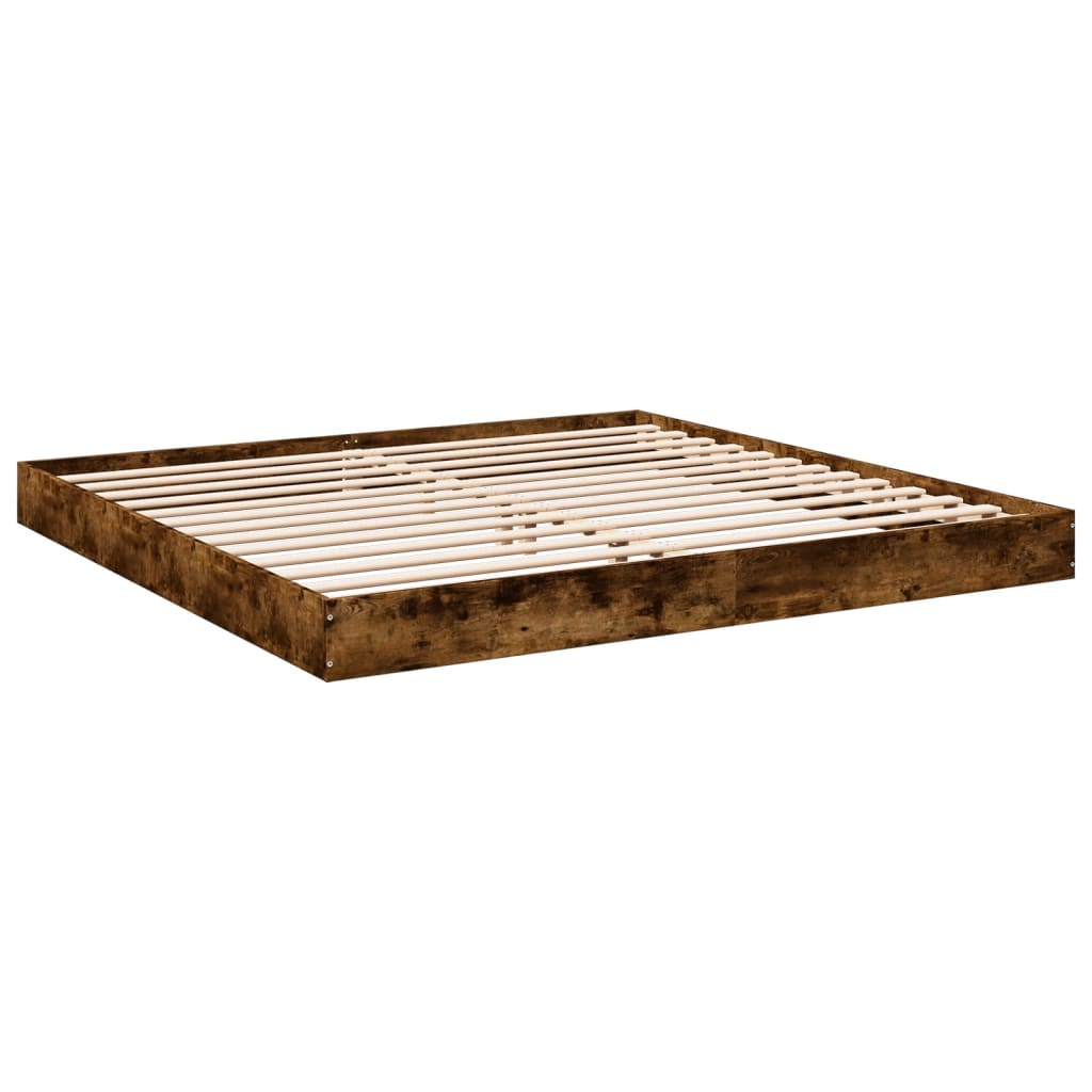 vidaXL Bed Frame without Mattress Smoked Oak 200x200 cm Engineered Wood