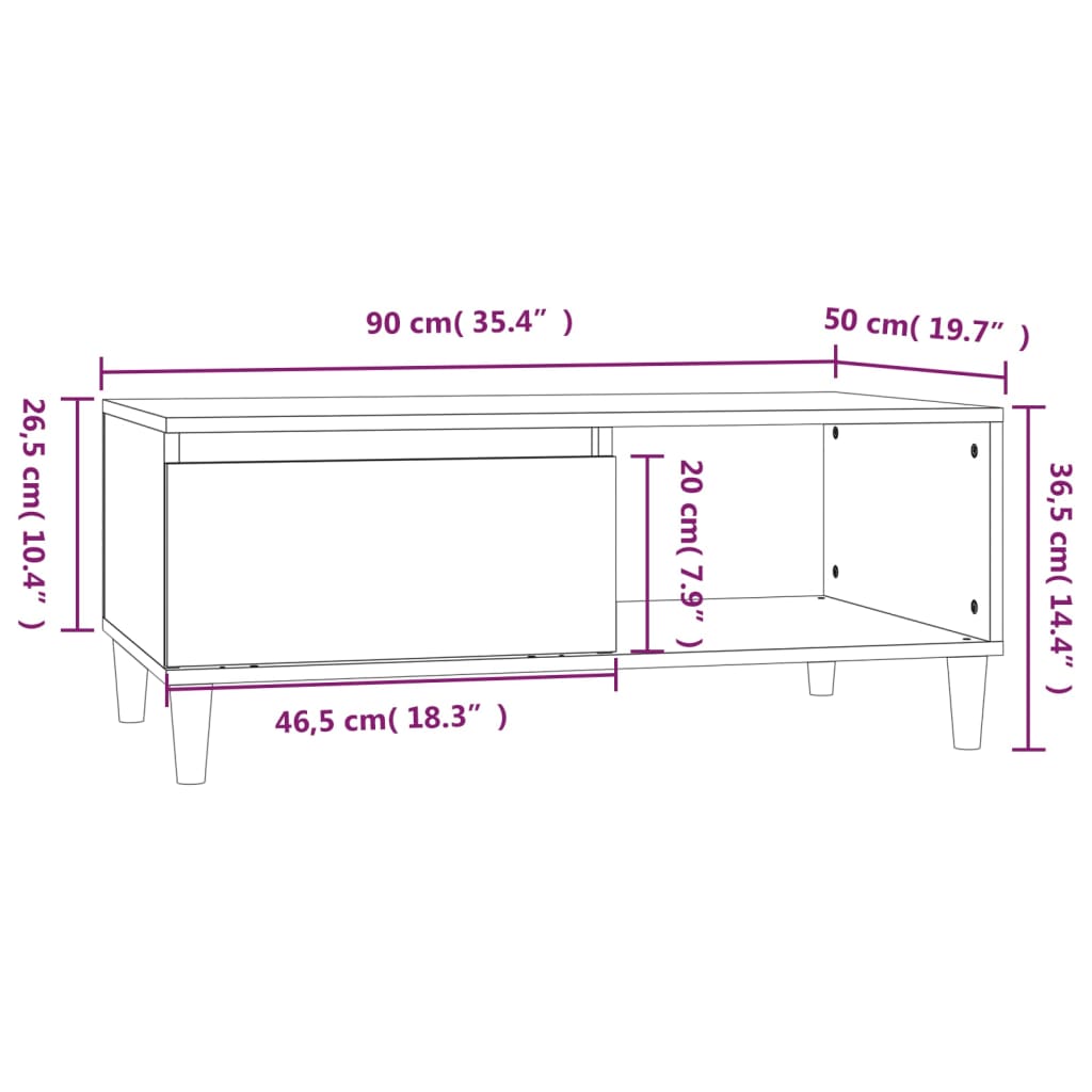 vidaXL Coffee Table White 90x50x36.5 cm Engineered Wood