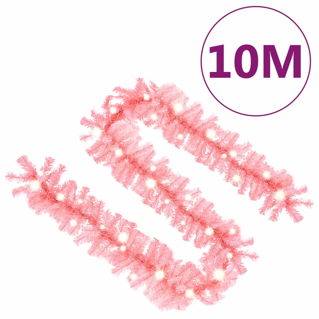 vidaXL Christmas Garland with LED Lights 10 m Pink