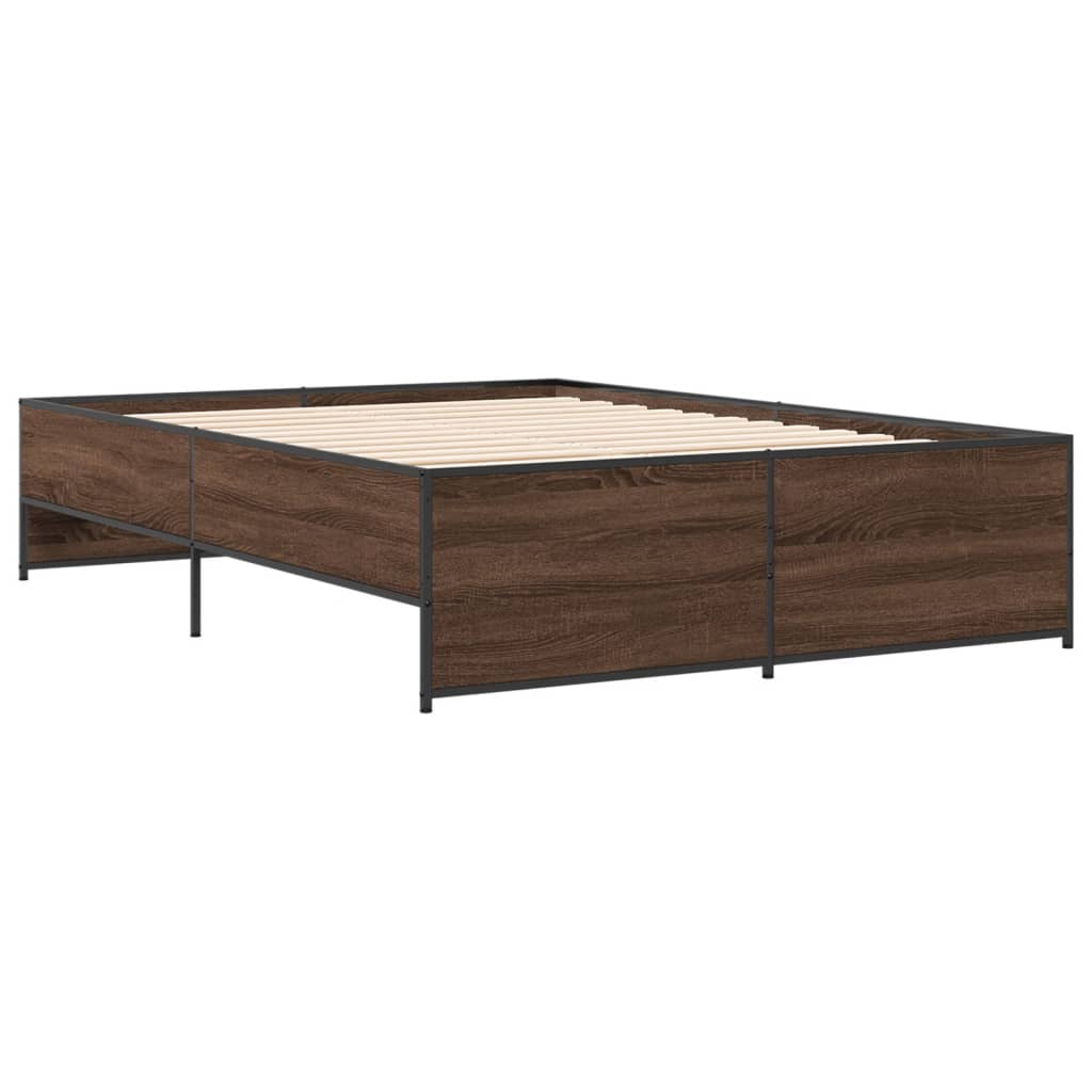 vidaXL Bed Frame without Mattress Brown Oak 135x190 cm Double