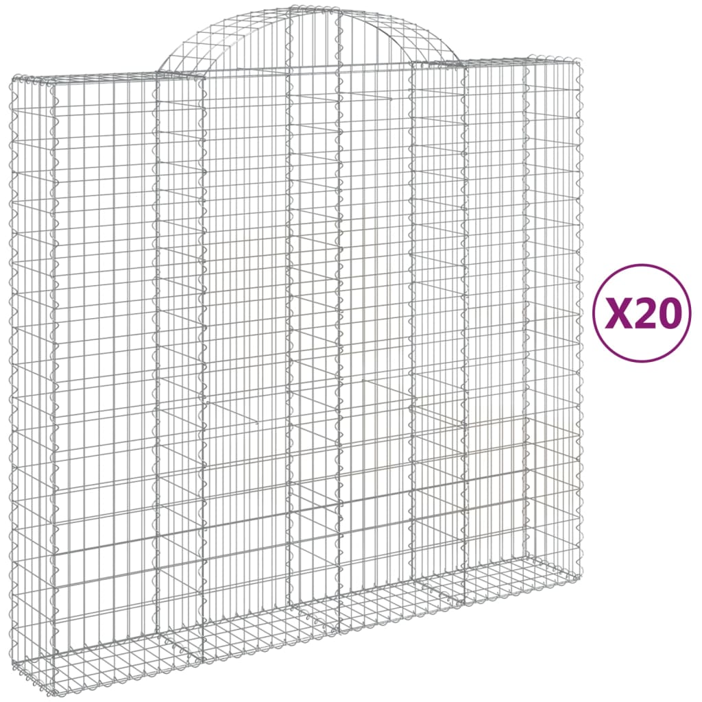 vidaXL Arched Gabion Baskets 20 pcs 200x50x180/200 cm Galvanised Iron