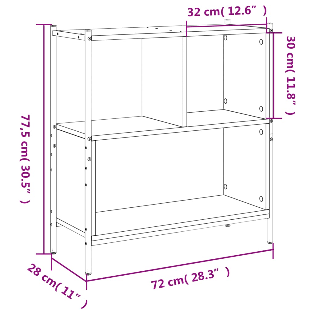 vidaXL Bookcase Brown Oak 72x28x77.5 cm Engineered Wood