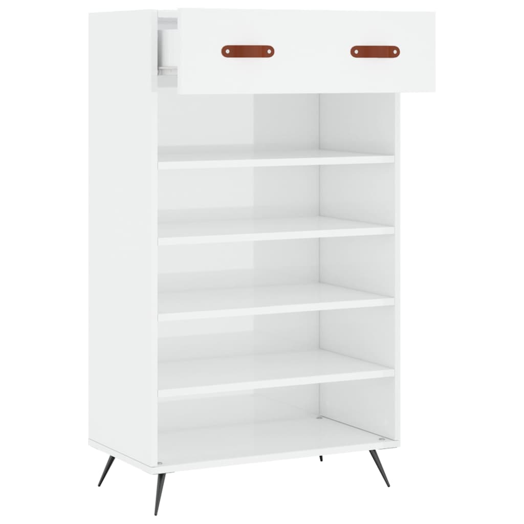 vidaXL Shoe Cabinet High Gloss White 60x35x105 cm Engineered Wood