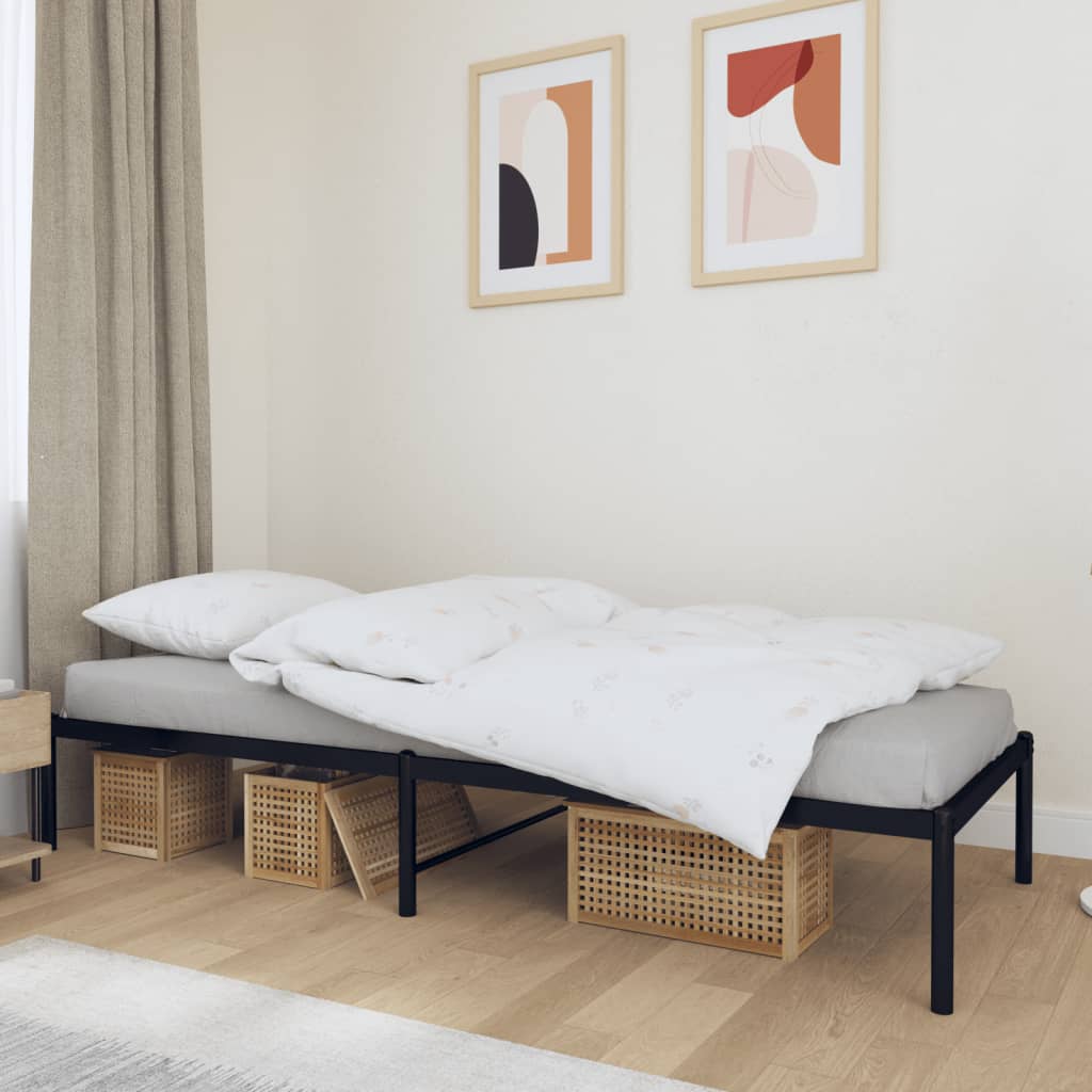 vidaXL Metal Bed Frame without Mattress Black 90x190 cm Single