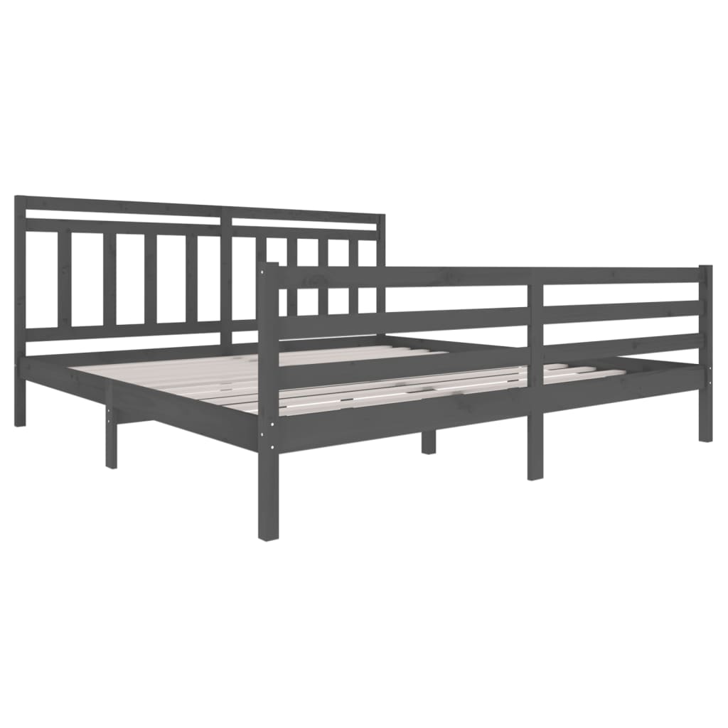 vidaXL Bed Frame without Mattress Grey Solid Wood 200x200 cm (810452+814116)