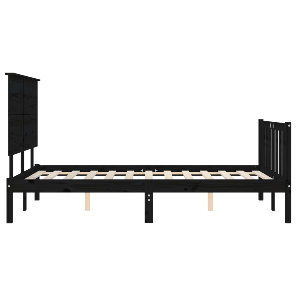 vidaXL Bed Frame without Mattress Black 200x200 cm Solid Wood Pine