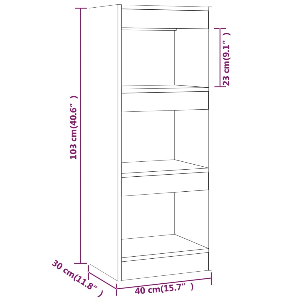 vidaXL Book Cabinet/Room Divider Sonoma Oak 40x30x103 cm Engineered Wood